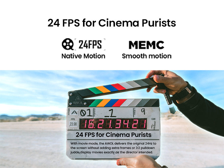 AWOL Vision LTV-3500 Pro projector captures true cinematic motion at 24 FPS, perfect for cinema purists.