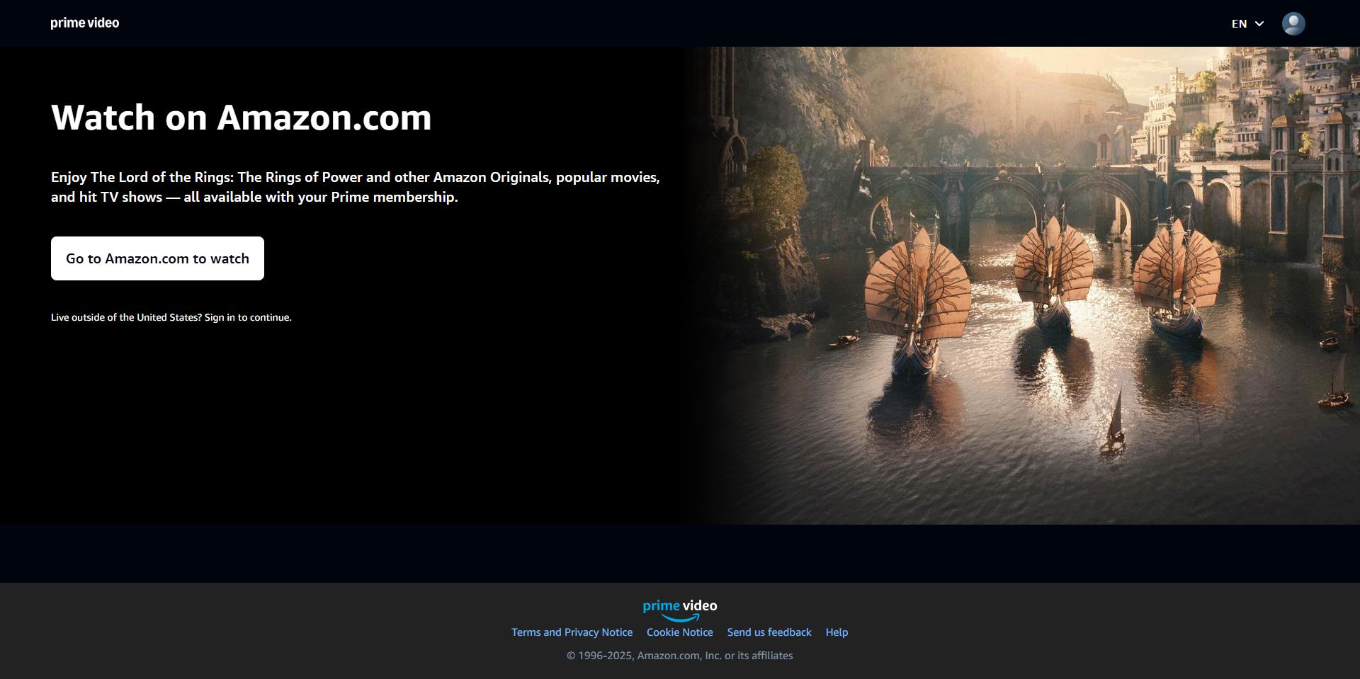 a screen showing amazon prime video