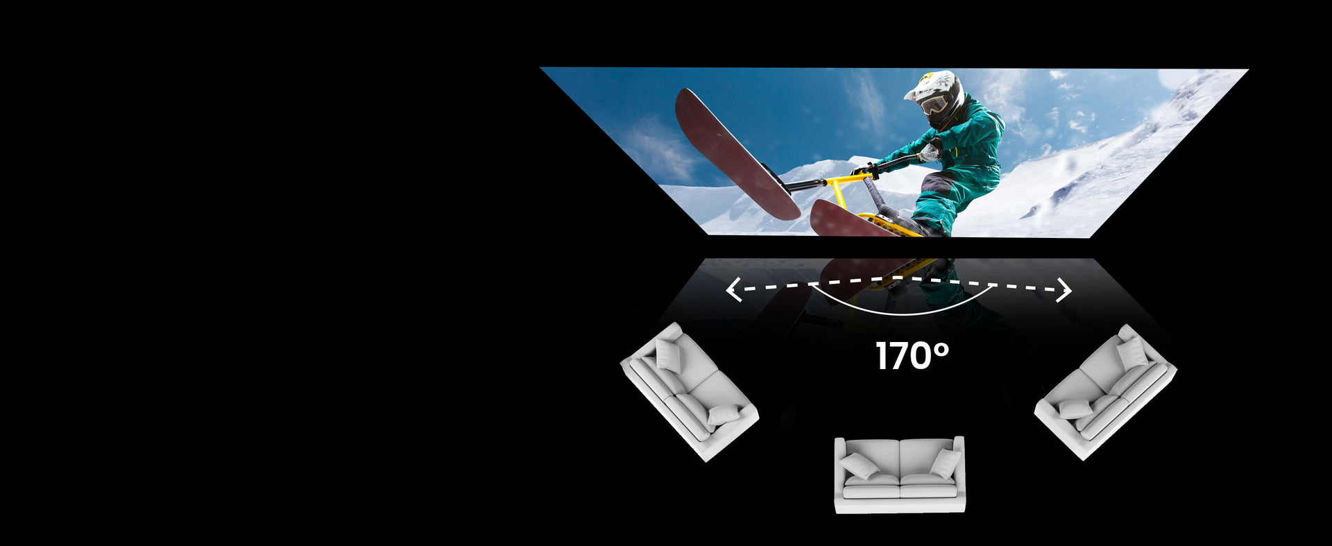 AWOL Vision Cinematic ALR Screen featuring 170° wide viewing angle for bright and clear images.