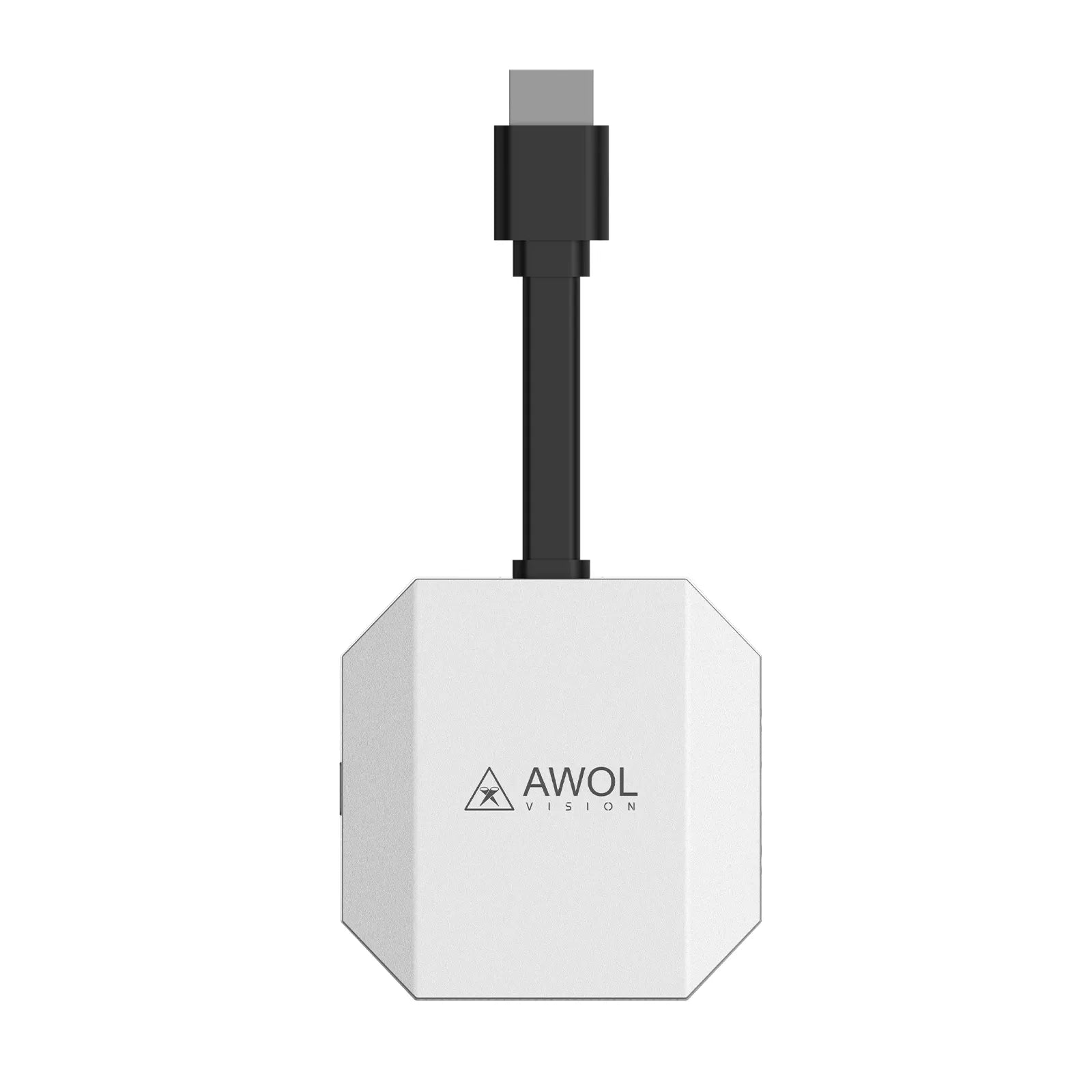 Front view of AWOL ThunderBeat's wireless transmitter showcasing its compact design, perfect for projector setups.