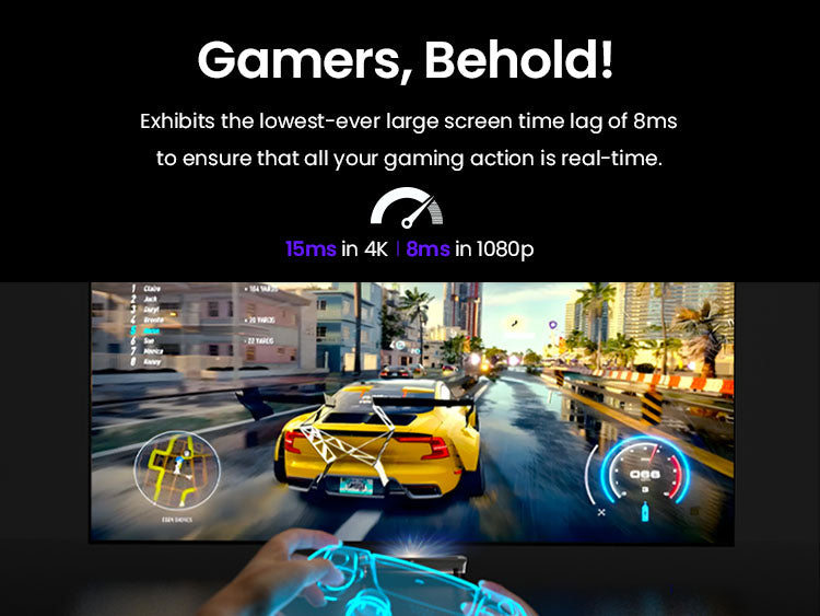 Gamers who use AWOL Vision can enjoy the lowest-ever large screen time lag, providing the best real-time gaming experience.